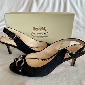 Coach open-toe heels. Black.